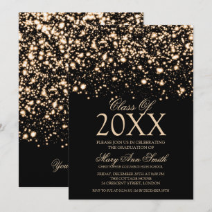 Elegant Graduation Party Gold Midnight Glam Invita Kaart