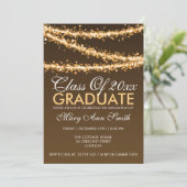 Elegant Graduation Party Gold String Lights Kaart (Staand voorkant)