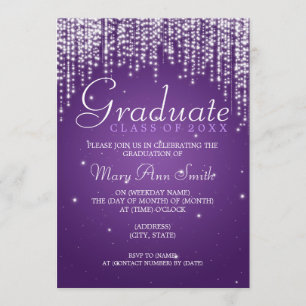 Elegant Graduation Party Night Dazzle Paars Kaart