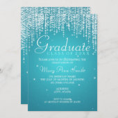 Elegant Graduation Party Night Dazzle Turquoise Kaart (Voorkant / Achterkant)