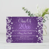 Elegant Graduation Party Winter Sparkle Paars Kaart (Staand voorkant)
