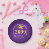 Elegant Gradup Klasse Paars Gold Papieren Bordje (Feest)