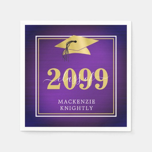 Elegant Gradup Klasse Paars Gold Servet (Voorkant)
