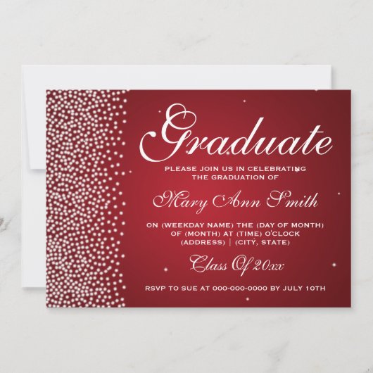 Elegant Graduparty Sparkle Red Kaart (Voorkant)