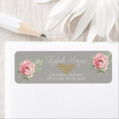 Elegant grafische Rozen, Glitter Heart Address Lab Etiket (Insitu)