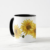 Élégant grain de bois noir et mug de tournesol (Devant gauche)