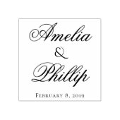 Elegant Granaat Rood en Wit Bruiloft Custom Stamp Rubberstempel (Afrduk)