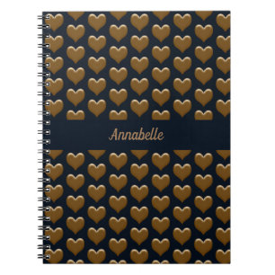 Élégant Grand Brossé Gold Hearts Journal