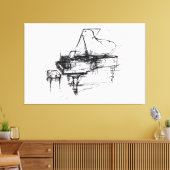 Elegant Grand Piano Portret - Premium Canvas Afdruk (Insitu (Woonkamer))