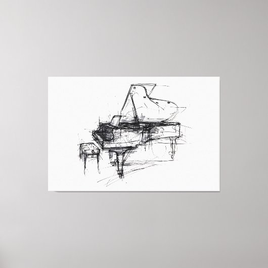 Elegant Grand Piano Portret - Premium Canvas Afdruk (Voorkant)