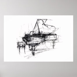 Elegant Grand Piano Portret - Premium Poster
