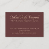 Elegant Grape Vine Wineyard Winery Square Visitekaartje (Achterkant)