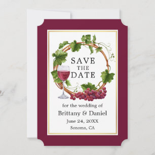 Elegant Grape Waterverf Wreath Burgundy Save The Date