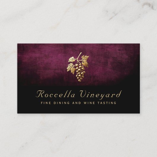 Elegant Grape Winery Vineyard Black Visitekaartje (Voorkant)
