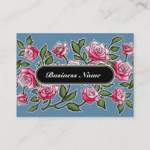Elegant Graphic Square Floral Blue Visitekaartje