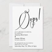 Elegant Grappig "Oeps!" Uitgestelde bruiloft Kaart (Voorkant)
