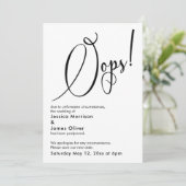 Elegant Grappig "Oeps!" Uitgestelde bruiloft Kaart (Staand voorkant)