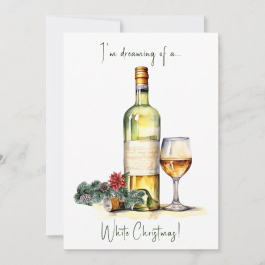 Elegant Grappig wit Kerstmis Wijn Script Feestdagenkaart (Voorkant)
