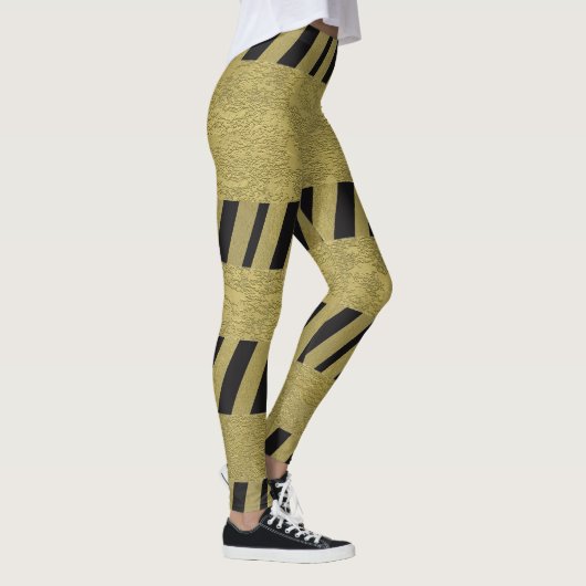 Elegant Grappig zwart goud strepen patroon Leggings (Rechts)