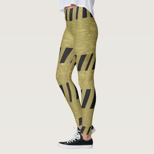 Elegant Grappig zwart goud strepen patroon Leggings (Links)