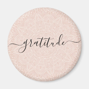 Élégant Gratitude script rose pâle Magnet
