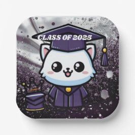 Elegant Gratuation Kat Paarse toga ballon Papieren Bordje