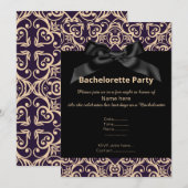 ELEGANT GRAY BLACK BOW BACHELORETTE INVITE KAART (Voorkant / Achterkant)