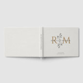 Elegant Gray Botanical Monogram Wedding Gastenboek (Volledig)