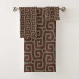 Elegant Gray &Brown Abstract Pattern  Bad Handdoek