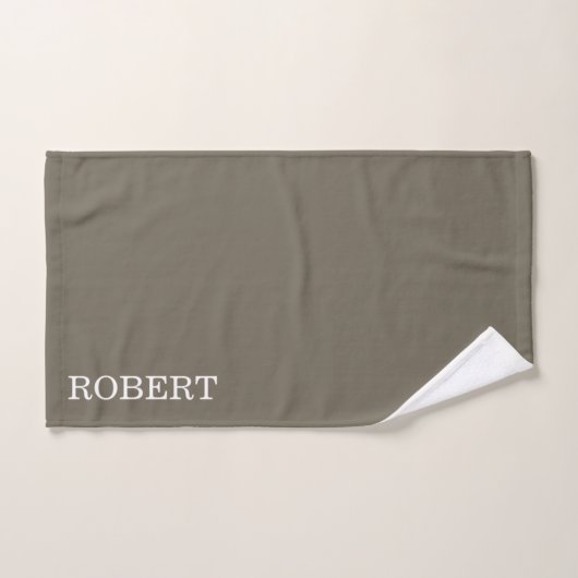 Elegant Gray &Brown Strips Pattern Custom Name (Serviette à main)