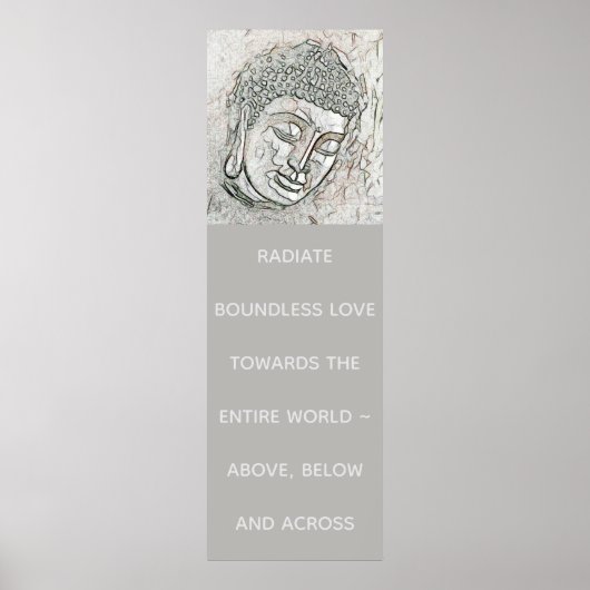 Elegant Gray Buddha Portrait Inspirerend Quote Poster (Voorkant)