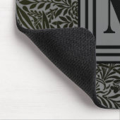 Elegant Gray en Black Monogrammed William Morris Muismat (Hoek)