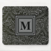Elegant Gray en Black Monogrammed William Morris Muismat (Voorkant)