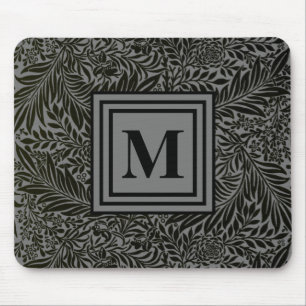 Elegant Gray en Black Monogrammed William Morris Muismat