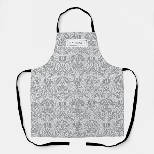 Elegant Gray Floral Pattern Schort (Voorkant)