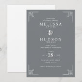 Elegant Gray Geometric Wedding Invitation (Devant / Derrière)