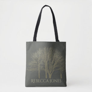 ELEGANT GRAY GOLD HERFST AUTUMN TREKT MONOGRAM TOTE BAG