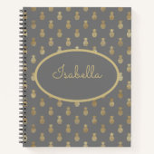 Elegant Gray & Gold Pineapple Aangepaste schets Notitieboek (Voorkant)