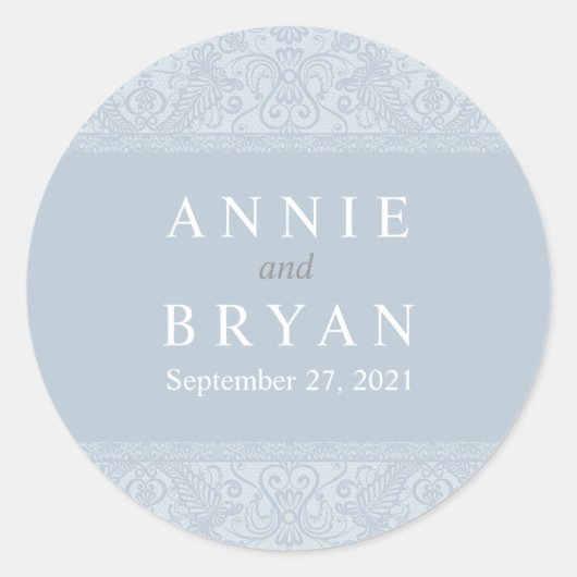 Elegant Gray Lace Wedding Ronde Sticker (Voorkant)