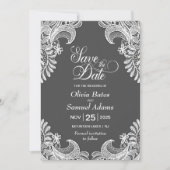 Elegant Gray Lace Wedding Save The Date (Voorkant)