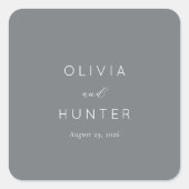 Elegant Gray Minimalist Calligraphy Vierkante Sticker (Voorkant)