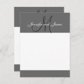 Élégant Gray Monogramme Noms Nouvelles Cartes de n (Devant / Derrière)