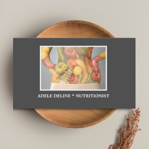 Elegant Gray Nutritionist Diet Health Visitekaartje