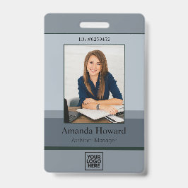 Elegant Gray Palette Employee Photo ID Company Badge