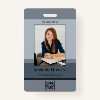 Elegant Gray Palette Employee Photo ID Company Badge