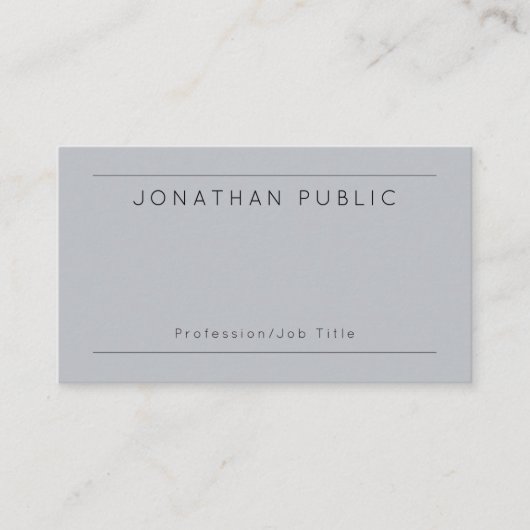 Elegant Gray Personalized Modern Minimalist Visitekaartje (Voorkant)