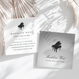 Elegant Gray Piano Instructor Music Teacher Vierkante Visitekaartje