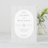 Elegant Gray Striped Wedding Invitation (Debout devant)