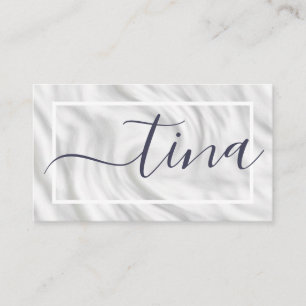 Elegant Gray White Calligraphy Name Signature Chic Visitekaartje