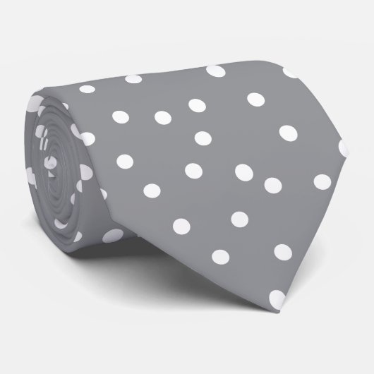 Elegant Gray White Dots Pattern Groom Gift   Stropdas (Opgerold)